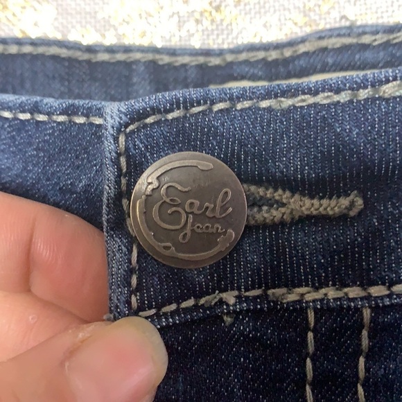 EARL Jeans dark blue wash Embellished straight leg jeans size 10 - Picture 6 of 13